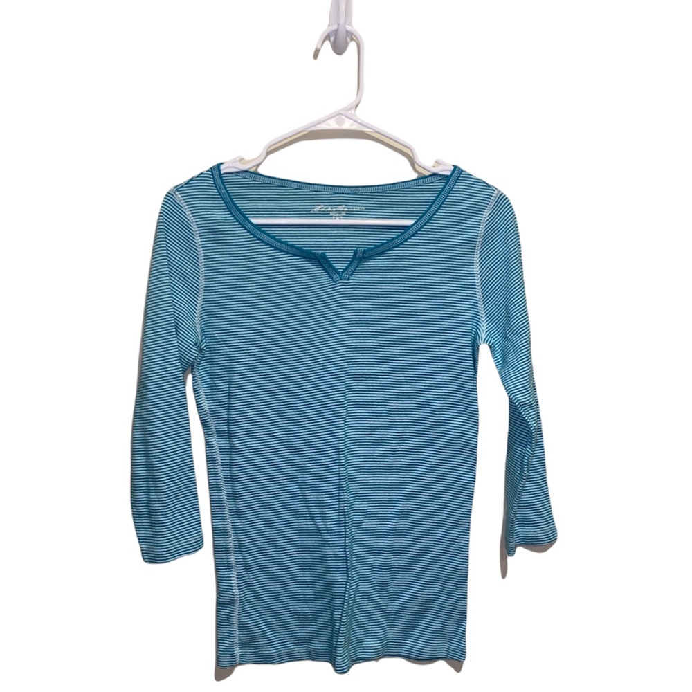 [Eddie Bauer] Striped 3/4 Length Sleeve Shirt